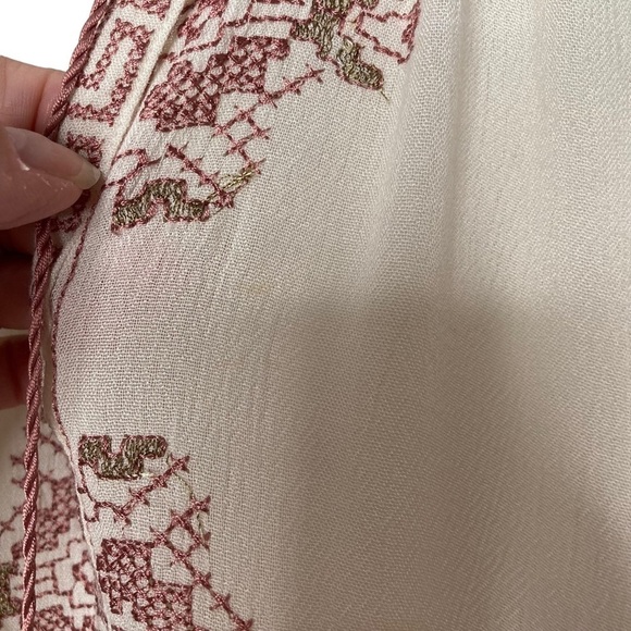 Lucky Brand White Embroidered Long Sleeve Peasant Top Sz S - Picture 8 of 13